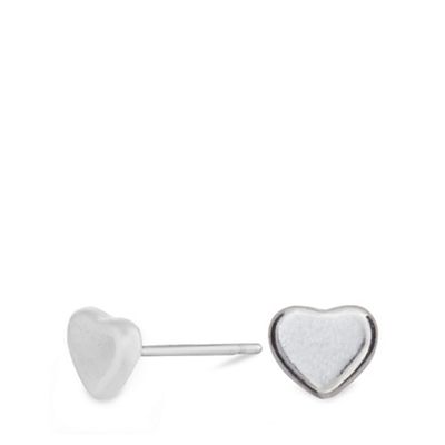 Silver plated heart stud earrings